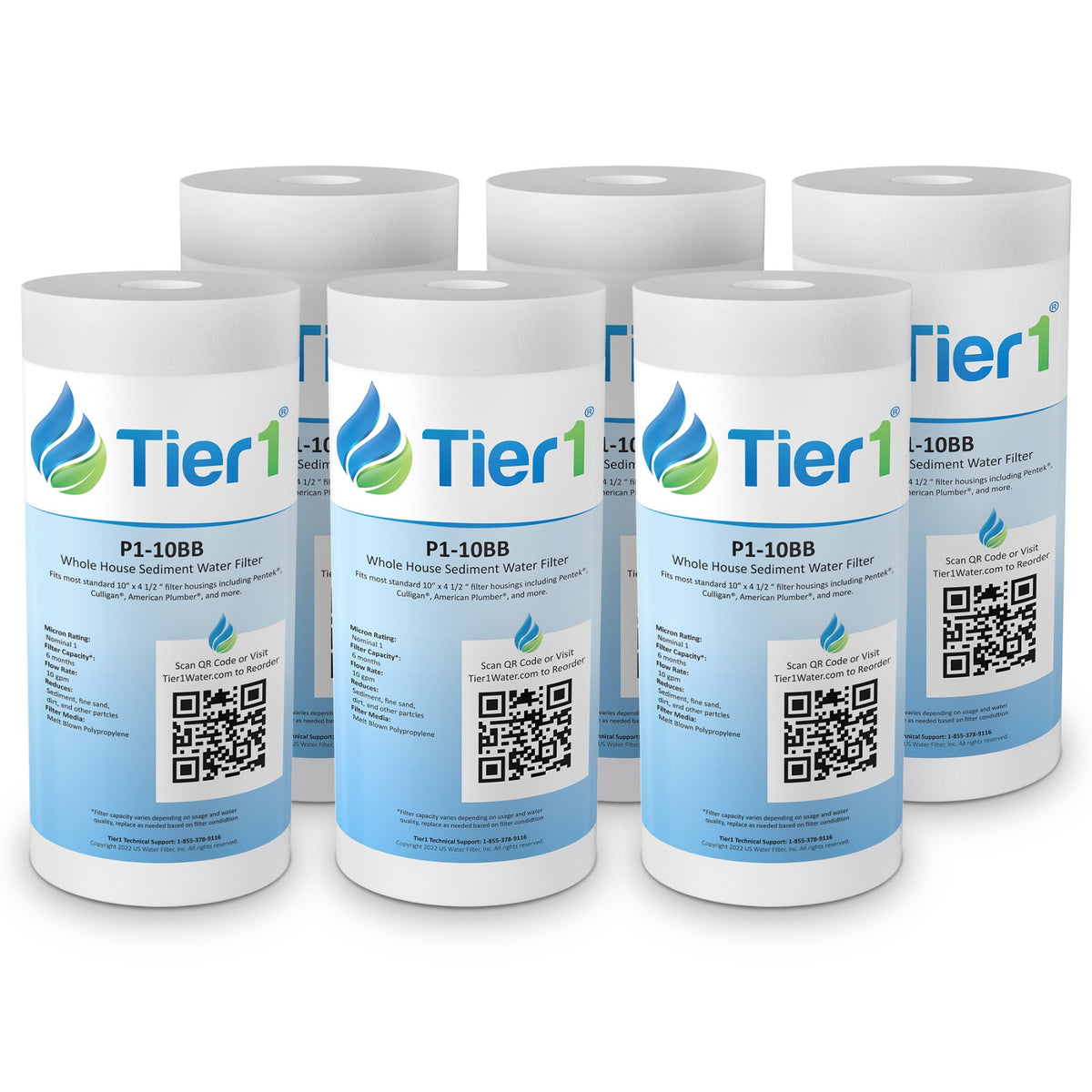 10 inch x 4.5 inch Whole House Sediment Water Filter by Tier1 (1 Micron) - DiscountFilterStore.com