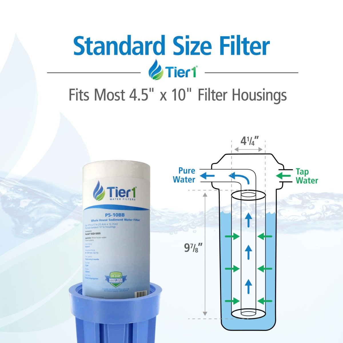 DGD-5005 155357-43 Pentek Spun Polypropylene Filter Cartridge Comparable Replacement Kit with O-ring and Lubricant by Tier1 (10 inches x 4-1/2 inches) - DiscountFilterStore.com