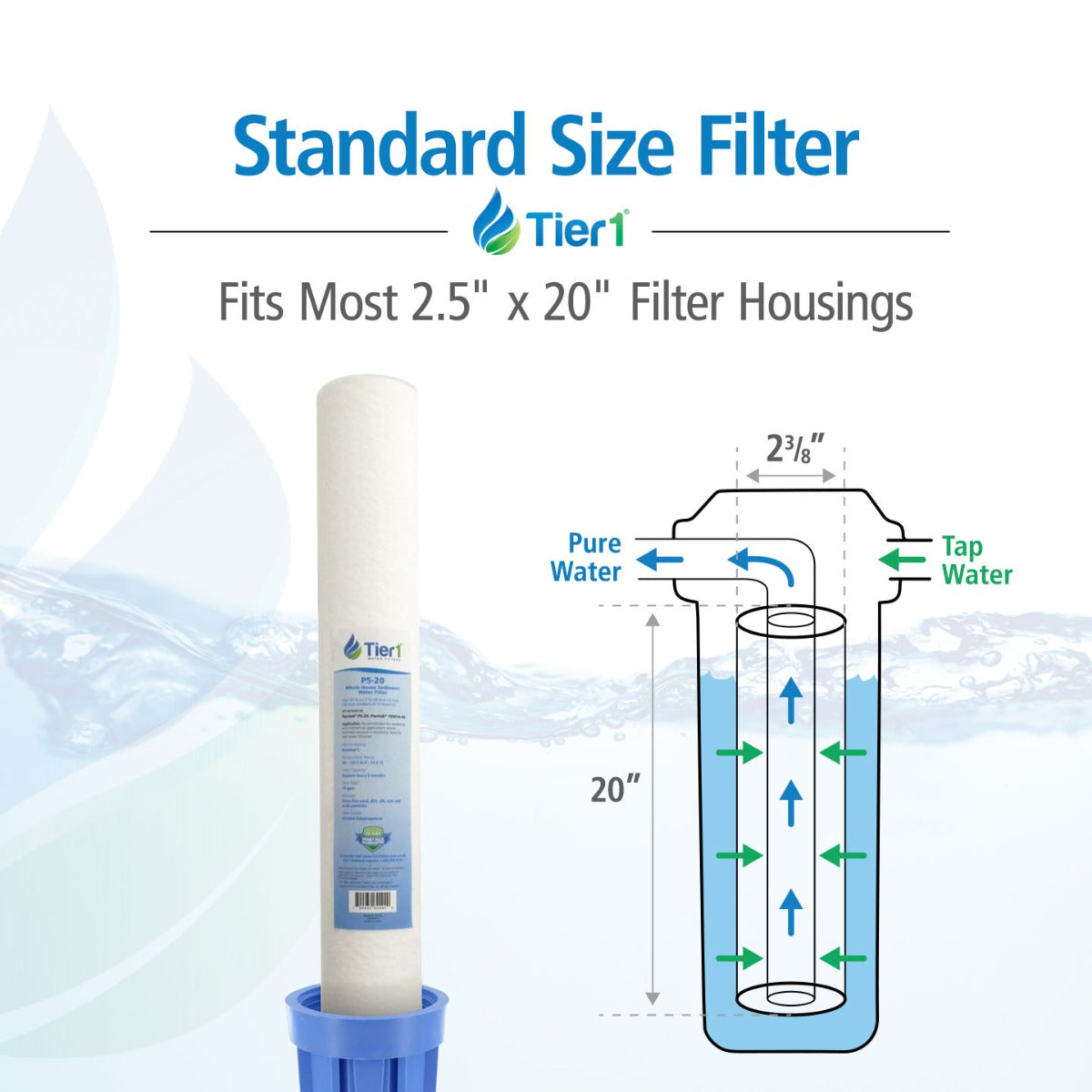 P5 155014-43 Pentek Spun Polypropylene Filter Cartridge Comparable Replacement Kit with O-ring and Lubricant by Tier1 - DiscountFilterStore.com