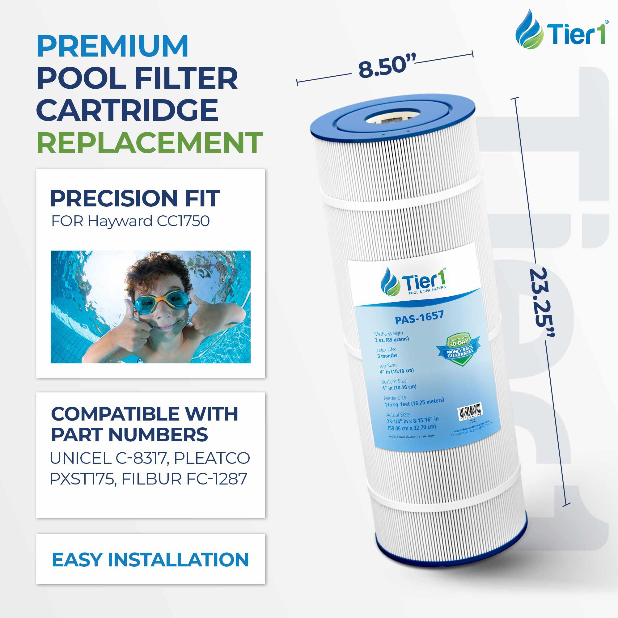23-1/4 x 8-15/16 Inch Tier1 Replacement Pools And Spa Filter For CCX1750-RE & 817-0150N