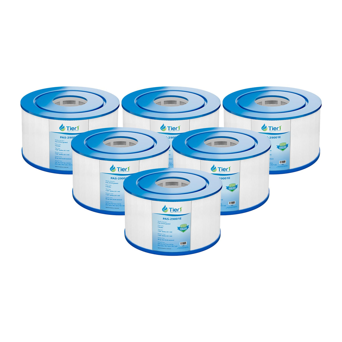Tier1 Pool Filter (6-Pack) for Intex 29001E -Washable Trilobal Dirt-Lock Pleats