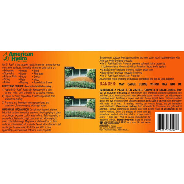 2662-GL Pro Products Rid O Rust Liquid Rust Stain Remover - Parts and Accessories - DiscountFilterStore.com