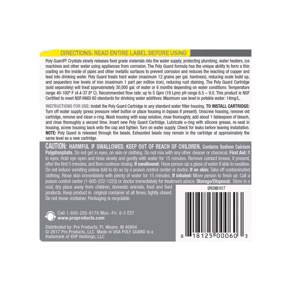 GP63N Pro Products Poly Guard Corrosion Control and Sequestrant Crystal