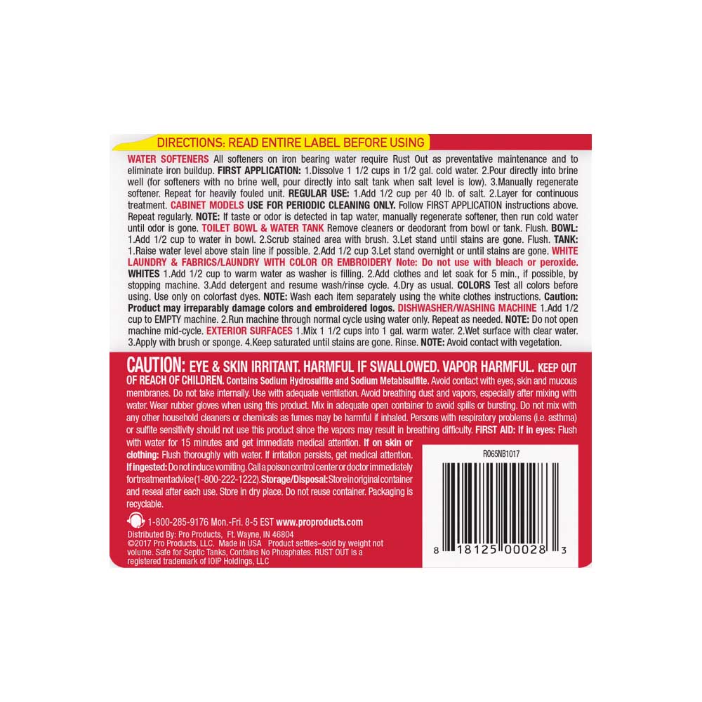 Pro Products Pro Rust Out Water Softener Rust Remover (RO50N, 50 lb.) - DiscountFilterStore.com