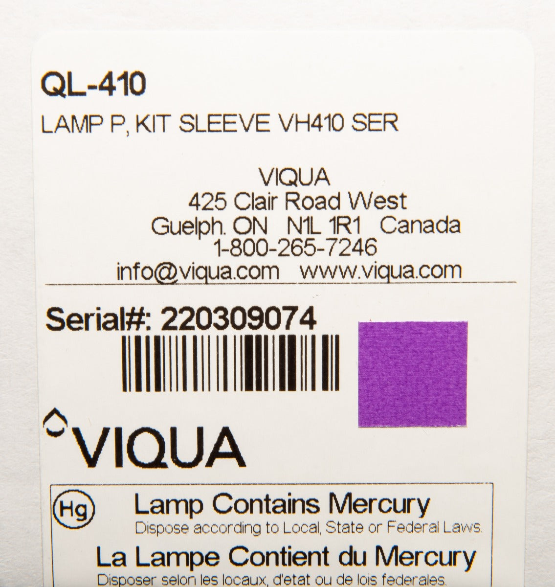 QL-410 Replacement UV Lamp and Quartz Sleeve for VH410 - DiscountFilterStore.com