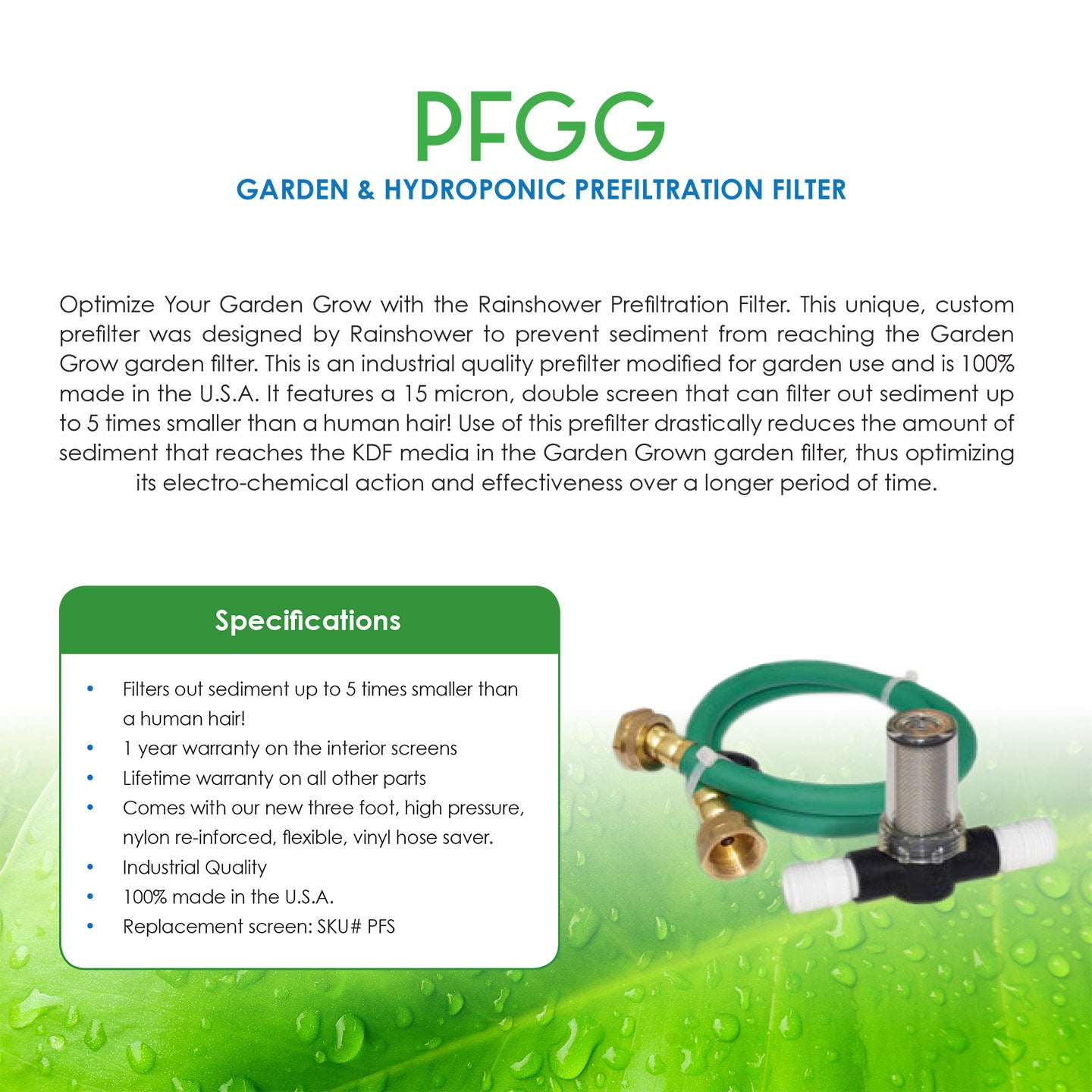 PFGG Rainshowr Gard'n Gro Garden Sediment Pre-Filter - DiscountFilterStore.com