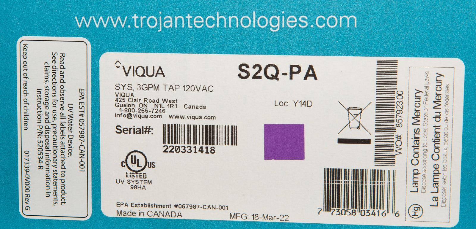 S2Q-PA Viqua Tap Plus UltraViolet Water Sterilization System - DiscountFilterStore.com