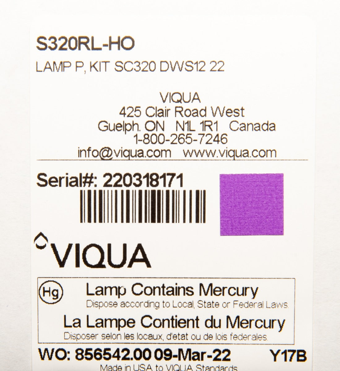 Viqua S320RL-HO UV Lamp - DiscountFilterStore.com
