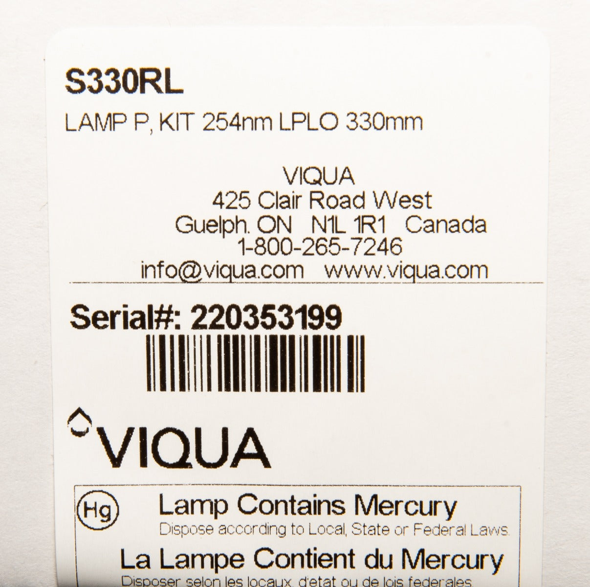S330RL Viqua Water Disinfection System UV Lamp - DiscountFilterStore.com