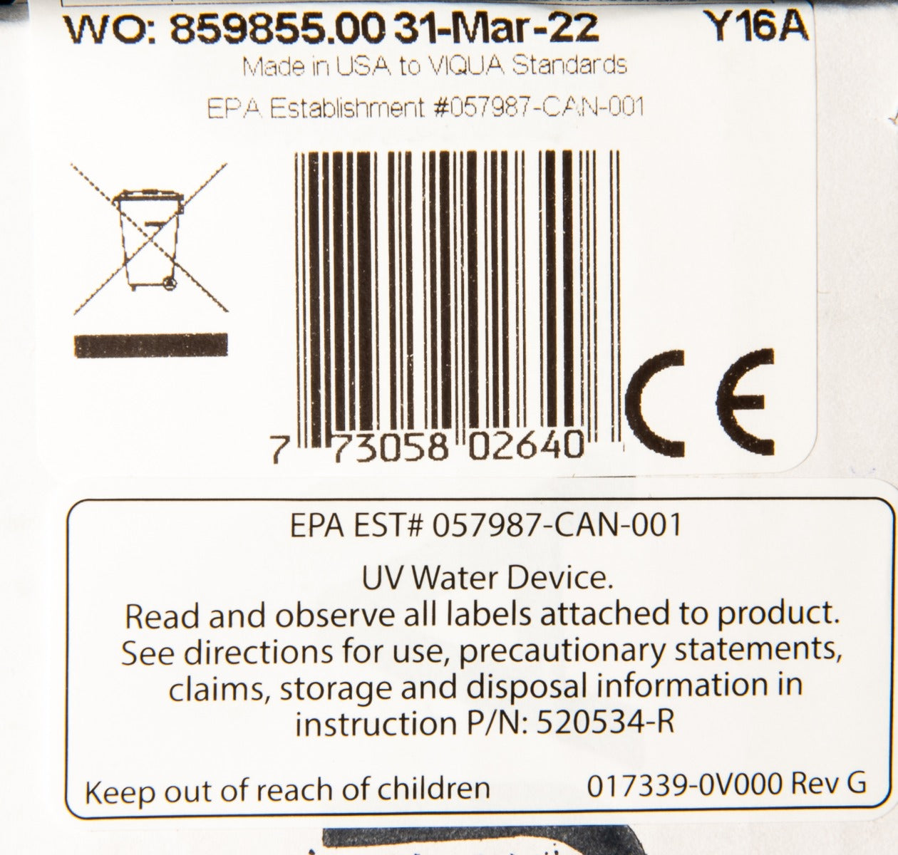 S330RL Viqua Water Disinfection System UV Lamp - DiscountFilterStore.com