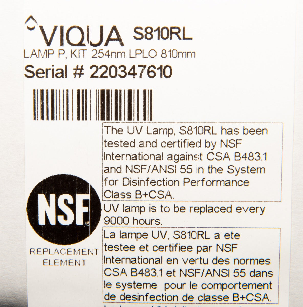 S810RL Viqua Water Disinfection System UV Lamp - DiscountFilterStore.com