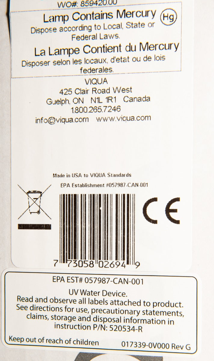 S810RL Viqua Water Disinfection System UV Lamp - DiscountFilterStore.com