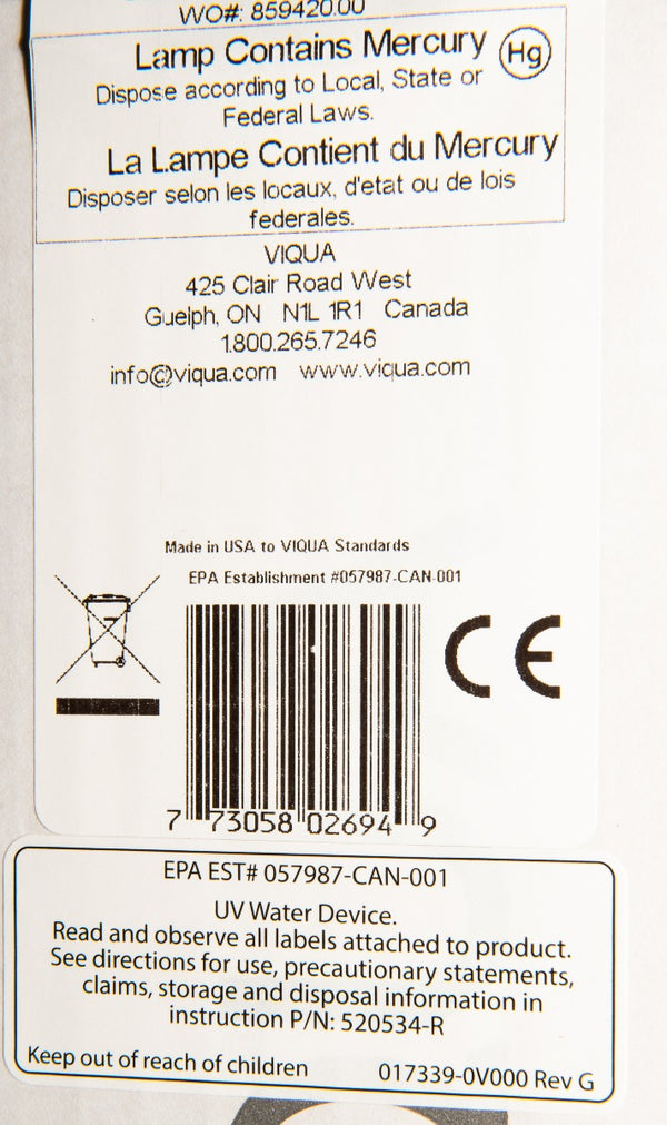 S810RL Viqua Water Disinfection System UV Lamp - Whole House Systems - 141.0 - DiscountFilterStore.com