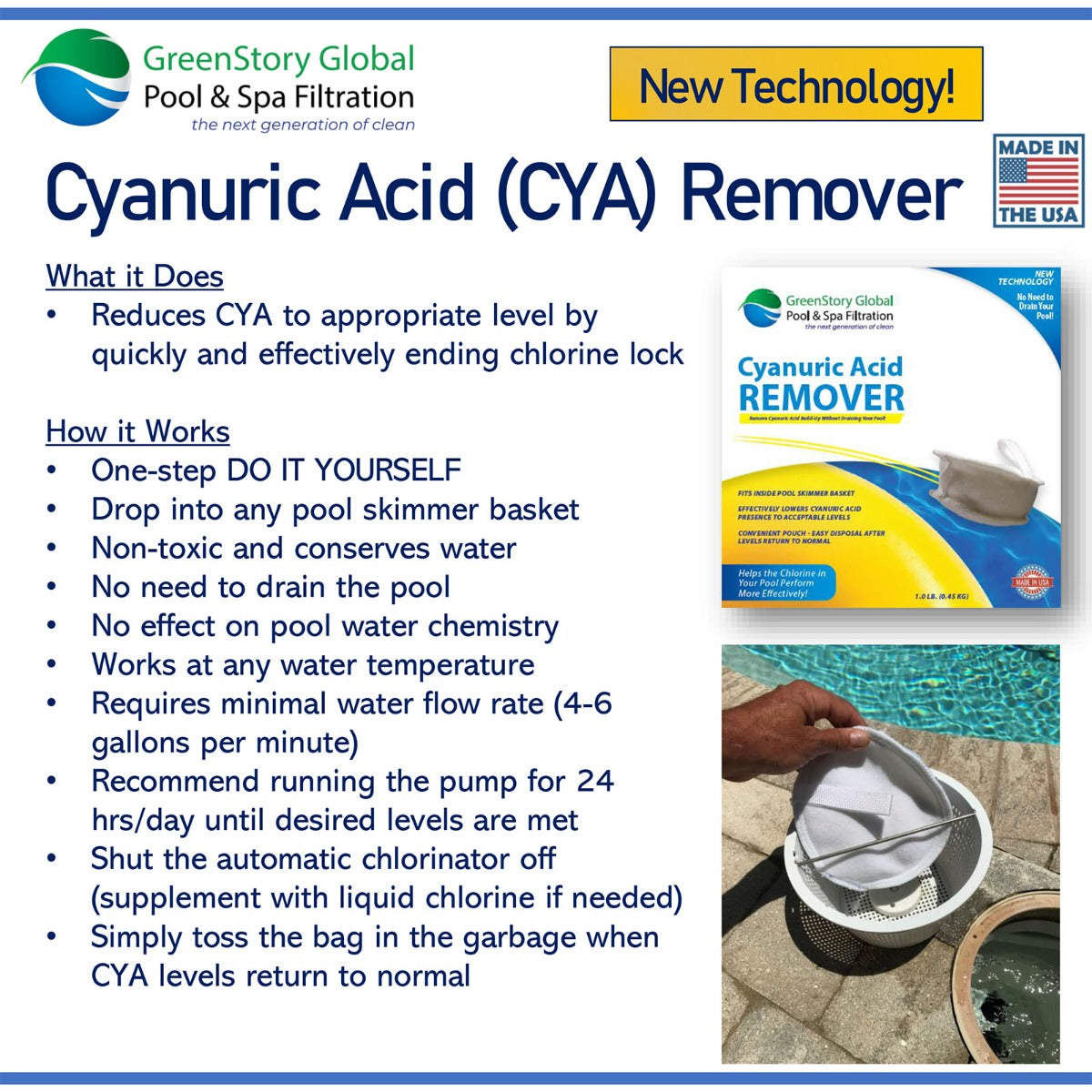 1.5 LB GreenStory Global Cyanuric Acid CYA Remover GSG-CYA-1.5 - DiscountFilterStore.com
