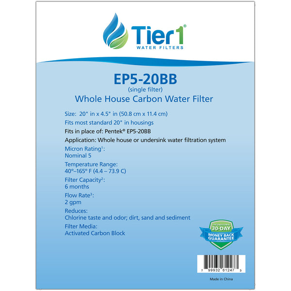EP-20BB Pentek Comparable Carbon Block Water Filter by Tier1 - Whole House Cartridges - 21.87 - DiscountFilterStore.com