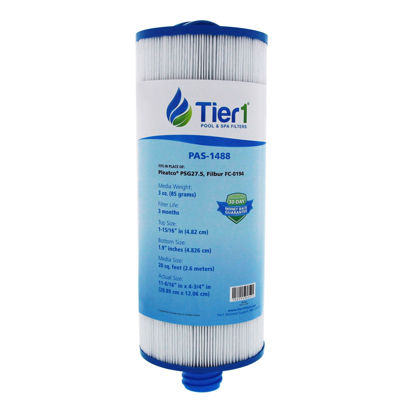 11-3/8 x 4-3/4 Inch Tier1 Brand Replacement Filter For PSG27.5 - DiscountFilterStore.com