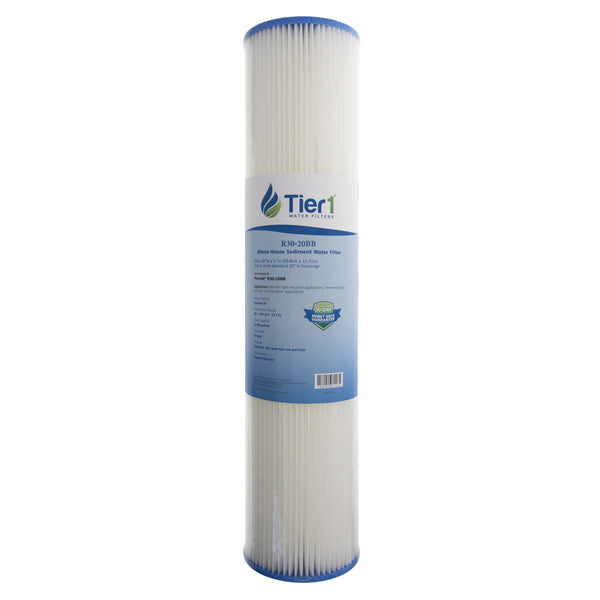 R30-20BB 155430-43 Pentek Pleated Polyester Filter Cartridge Comparable Replacement Kit with O-ring and Lubricant by Tier1 (20 inches x 4-1/2 inches, 30 Micron) - Whole House Cartridges - 31.3 - DiscountFilterStore.com