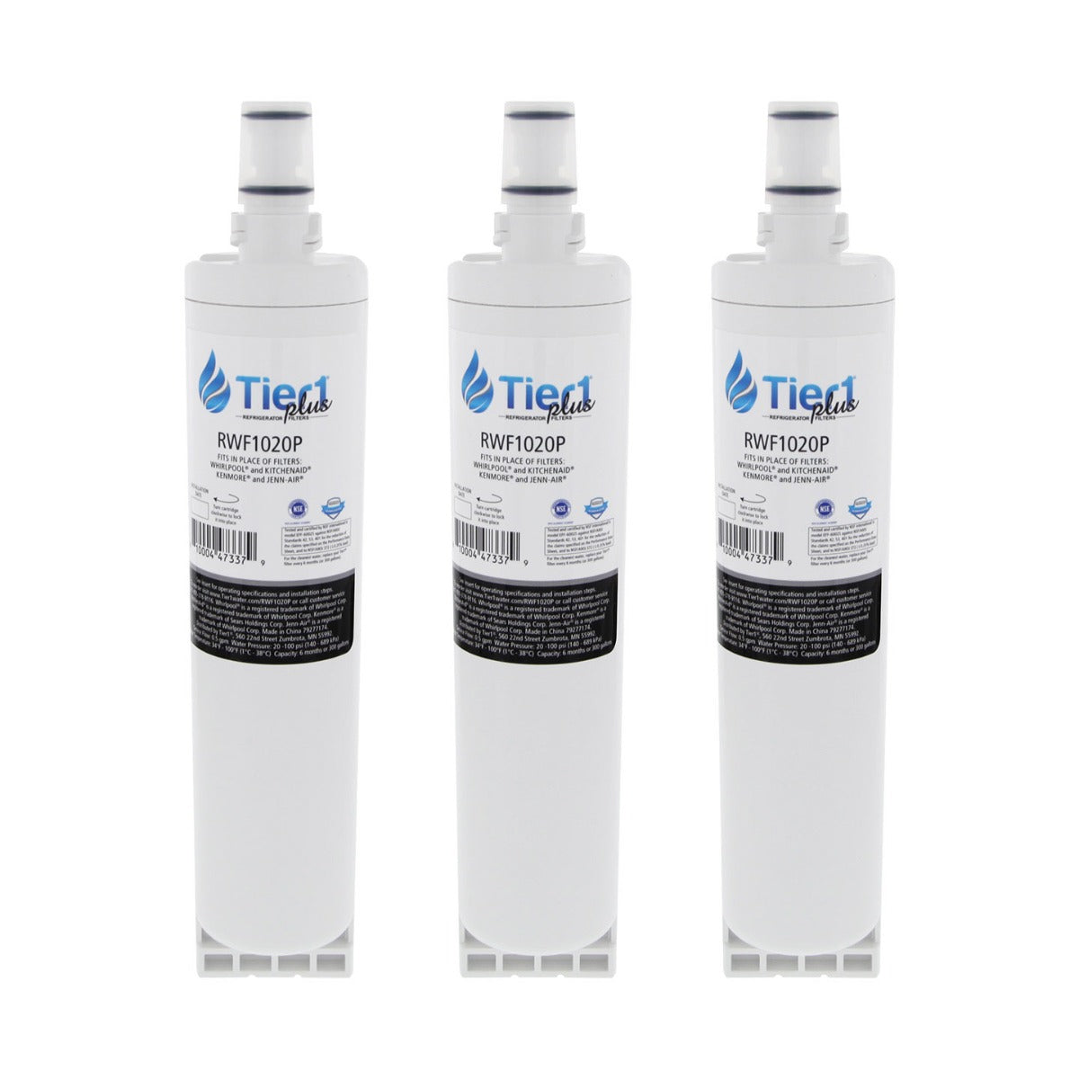 3-Pack Refrigerator Water Filter – Fits 4396508, 4396510, NLC240V, 4392857, RFC0500A, NSF Certified