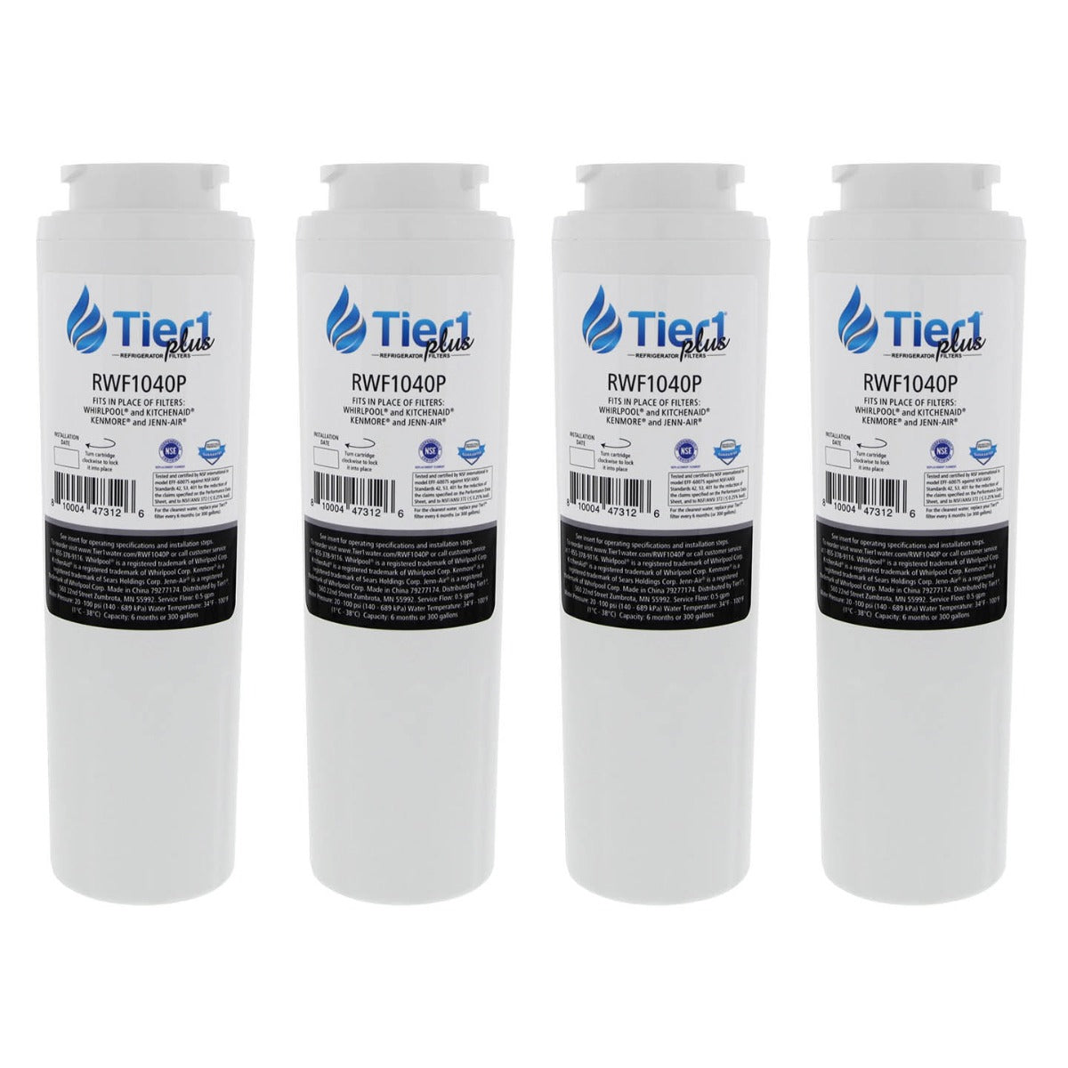 EDR4RXD1 UKF8001 Maytag Comparable Lead and Mercury Reducing Refrigerator Water Filter By Tier1 Plus 4 Pack- DiscountFilterStore.com