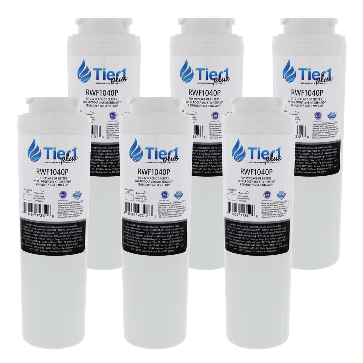 EDR4RXD1 UKF8001 Maytag Comparable Lead and Mercury Reducing Refrigerator Water Filter By Tier1 Plus 6 Pack- DiscountFilterStore.com