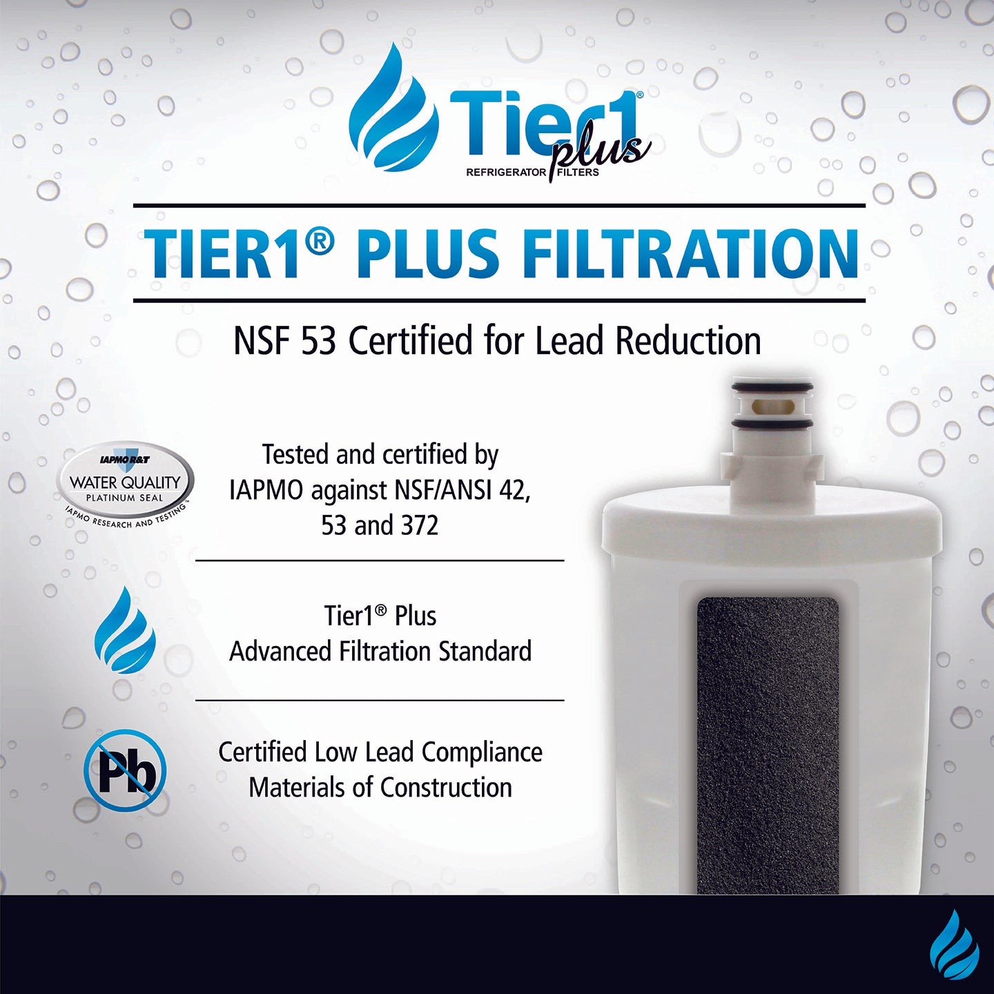 5231JA2002A / LT500P LG Comparable Lead and Mercury Reducing Refrigerator Water Filter By Tier1 Plus - DiscountFilterStore.com