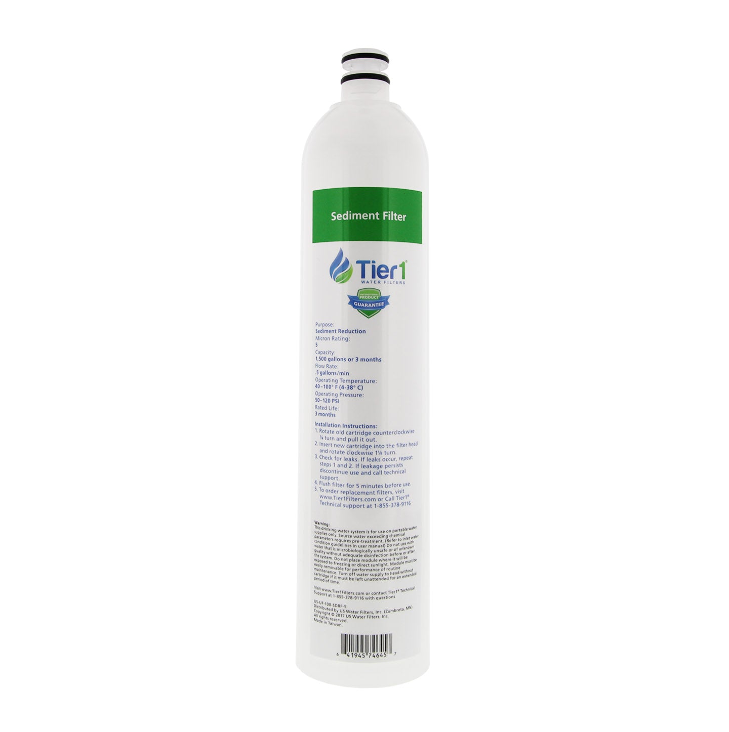 US-UF-100-SDRF-5 4-Stage Ultra-Filtration Hollow Fiber Drinking Water System Replacemen Sediment Filter by Tier1 (5 Micron) - DiscountFilterStore.com