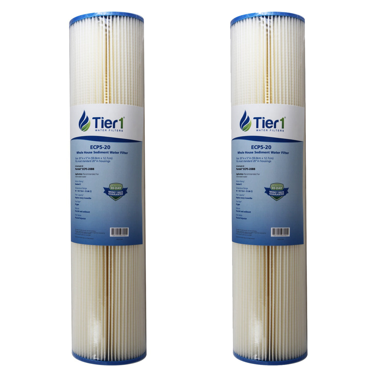 20 inch x 4.5 inch Whole House Pleated Polyester Water Filter by Tier1 (5 Micron) - DiscountFilterStore.com