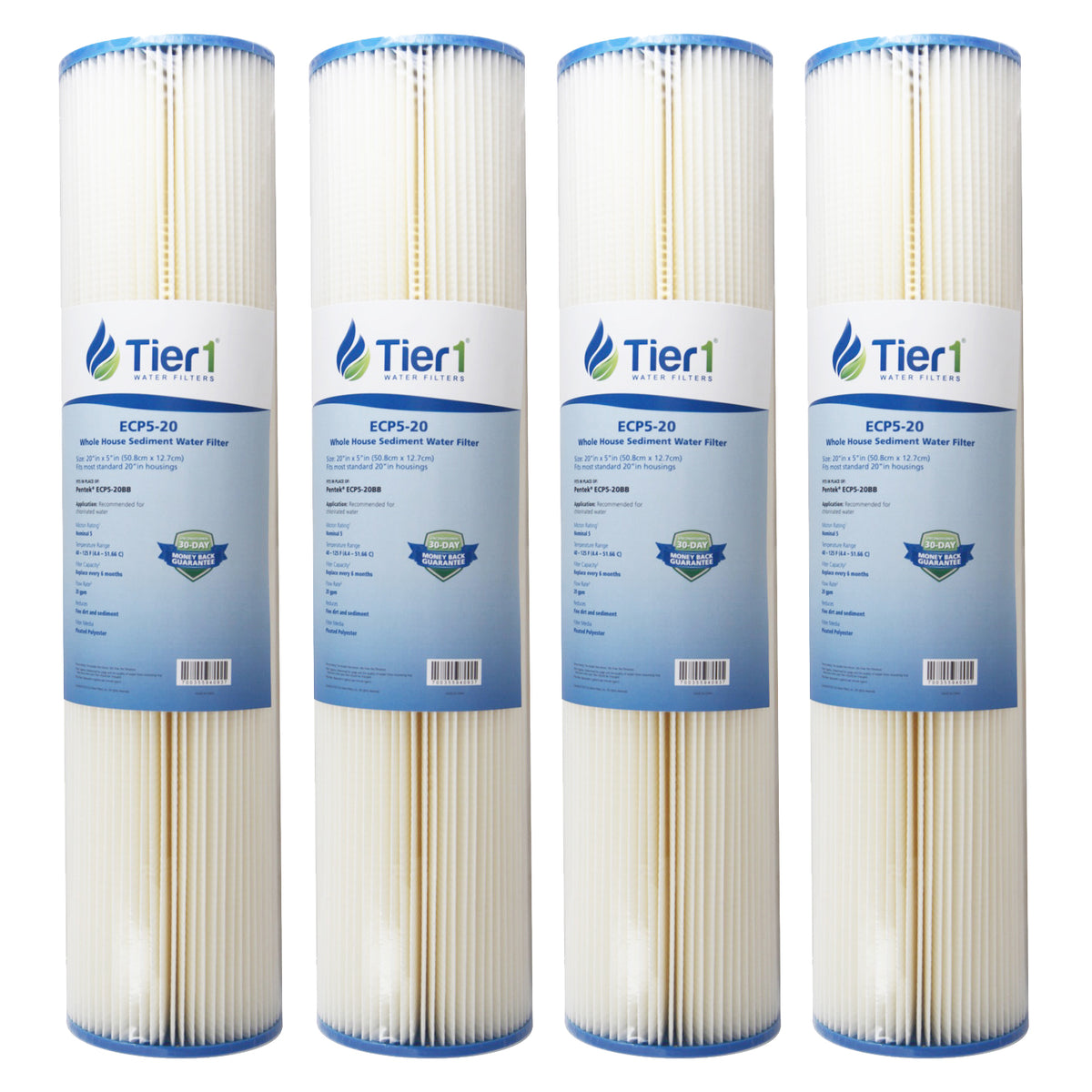 20 inch x 4.5 inch Whole House Pleated Polyester Water Filter by Tier1 (5 Micron) - DiscountFilterStore.com
