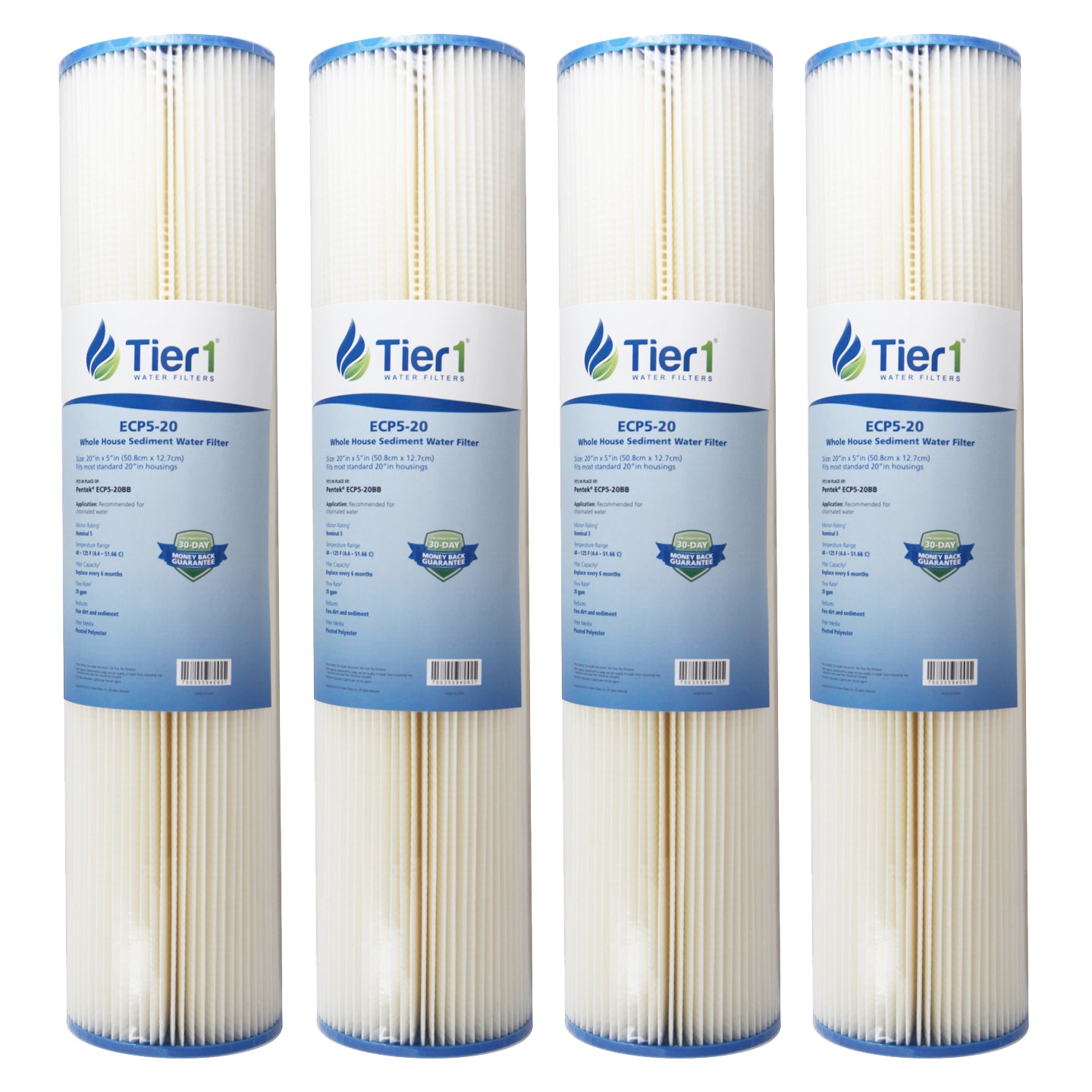 20 inch x 4.5 inch Whole House Pleated Polyester Water Filter by Tier1 (5 Micron) - DiscountFilterStore.com