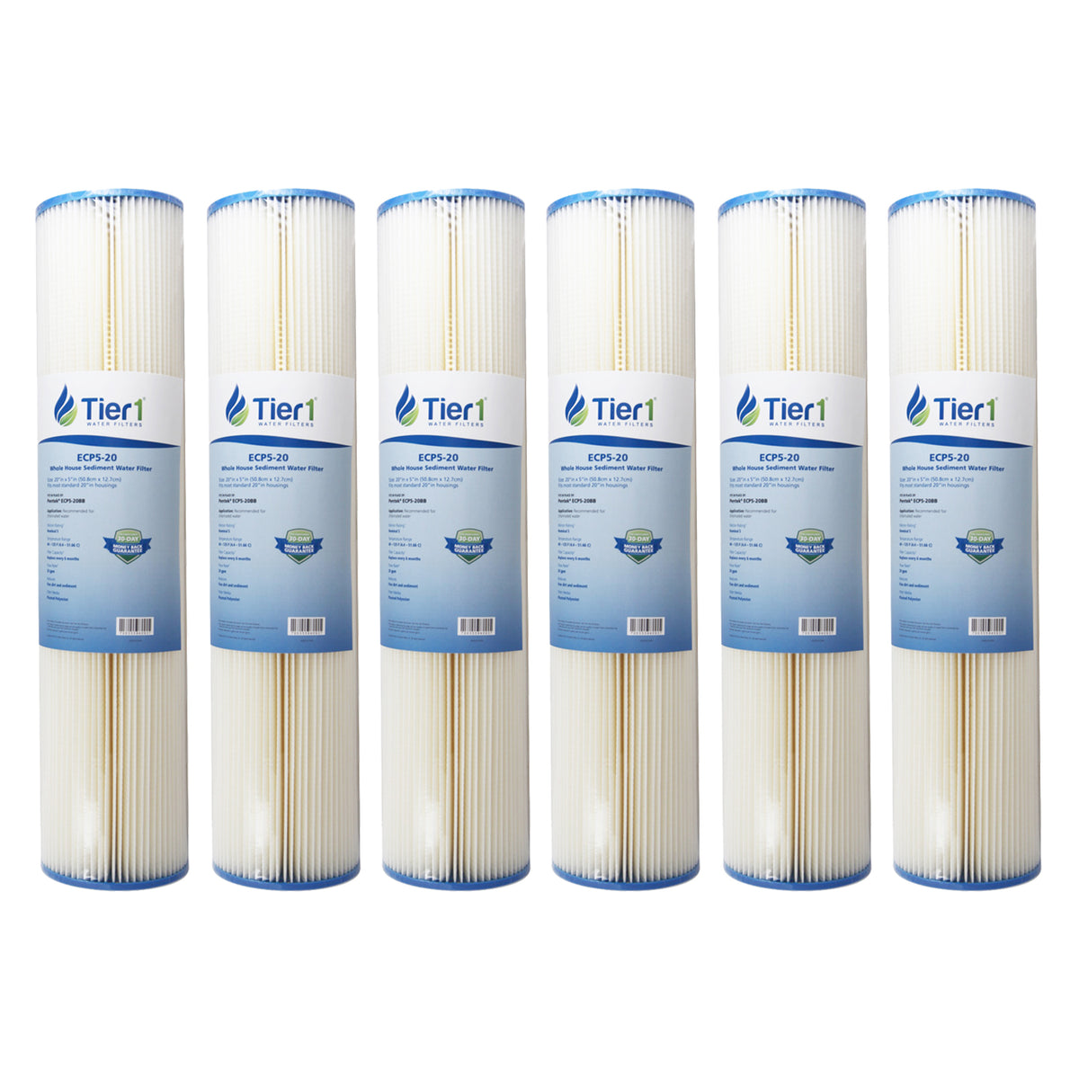 20 inch x 4.5 inch Whole House Pleated Polyester Water Filter by Tier1 (5 Micron) - DiscountFilterStore.com