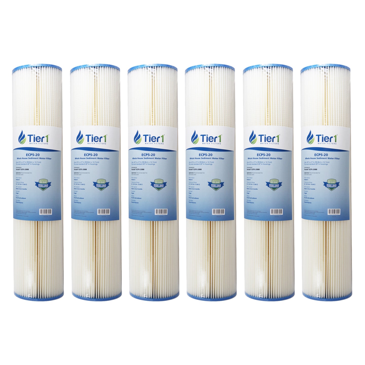 20 inch x 4.5 inch Whole House Pleated Polyester Water Filter by Tier1 (5 Micron) - DiscountFilterStore.com