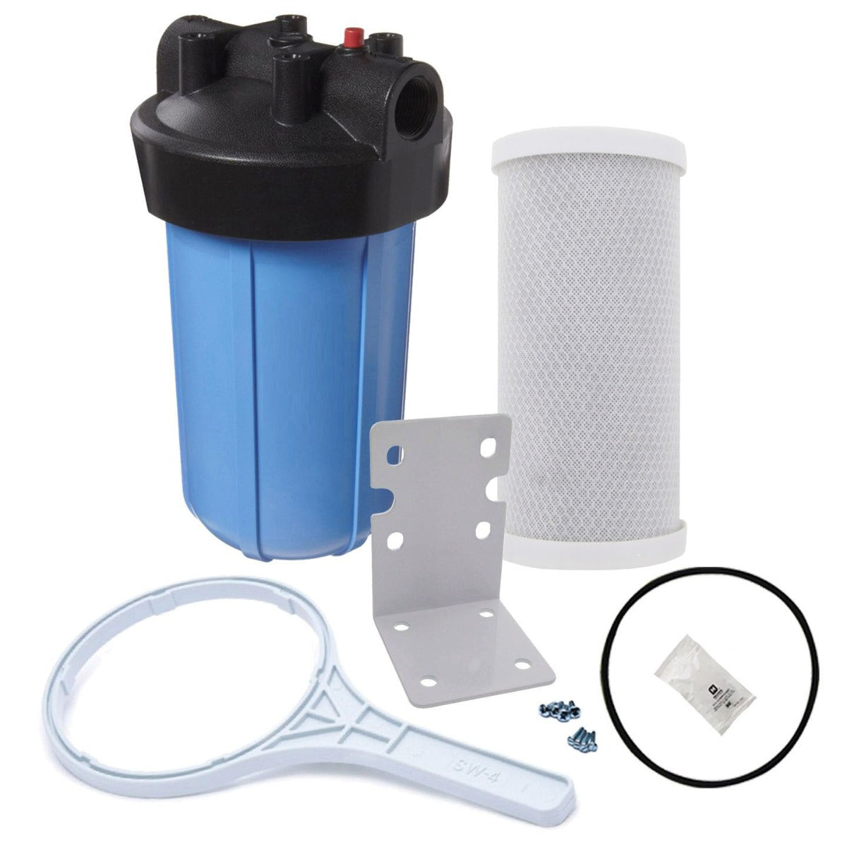 10 inch Big Polypropylene Filter Housing with Pressure Release and Carbon Filter Kit by Tier1 (1 inch Inlet/Outlet) - DiscountFilterStore.com
