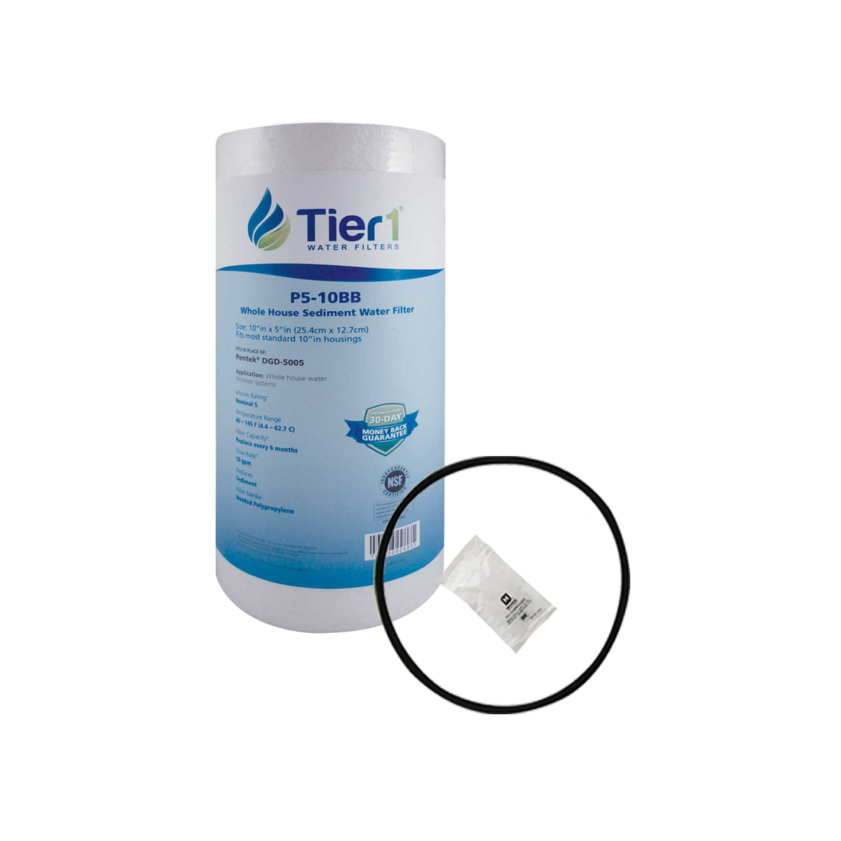 DGD-5005 155357-43 Pentek Spun Polypropylene Filter Cartridge Comparable Replacement Kit with O-ring and Lubricant by Tier1 (10 inches x 4-1/2 inches) - DiscountFilterStore.com