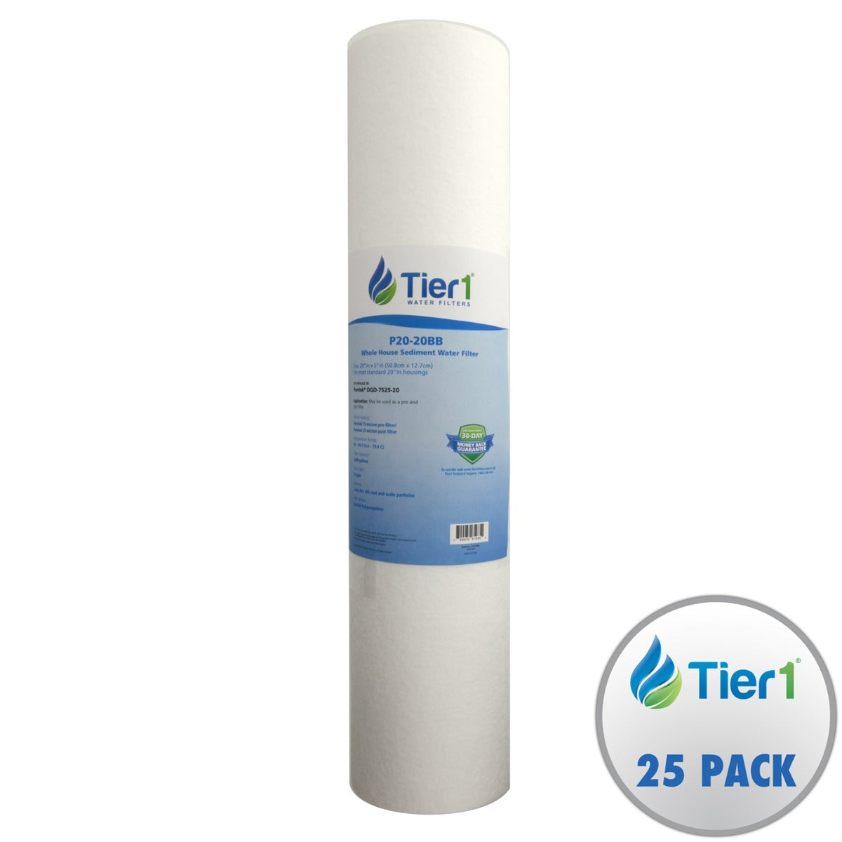 DGD-7525-20 Pentek Comparable Whole House Replacement Sediment Filter Cartridge by Tier1 - DiscountFilterStore.com