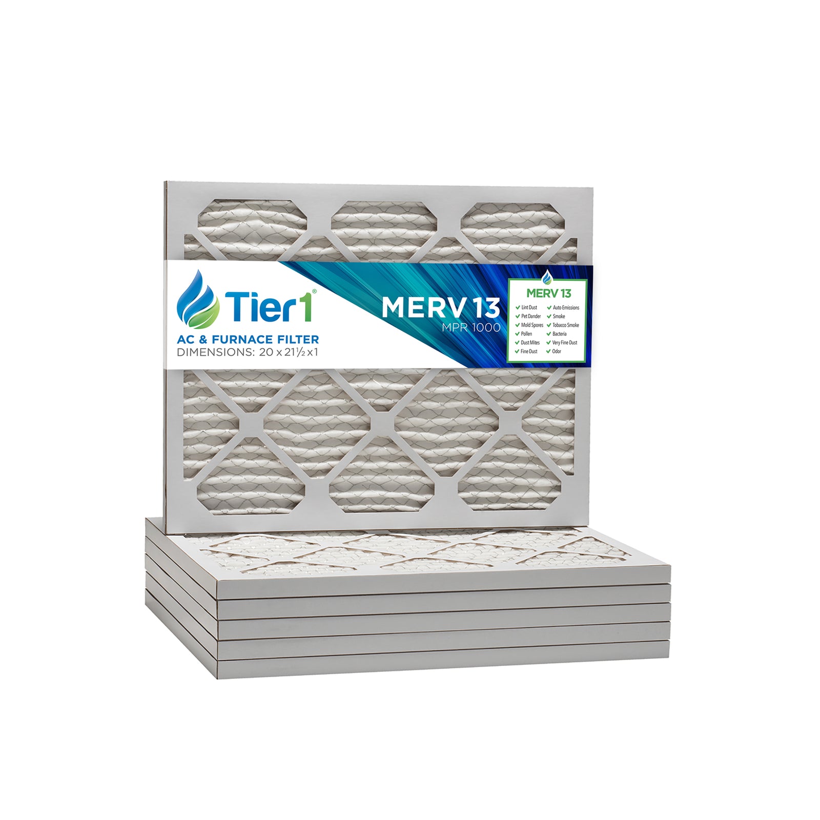 20 x 21-1/2 x 1 inch Merv 13 Universal Air Filter By Tier1 (6-Pack) - DiscountFilterStore.com