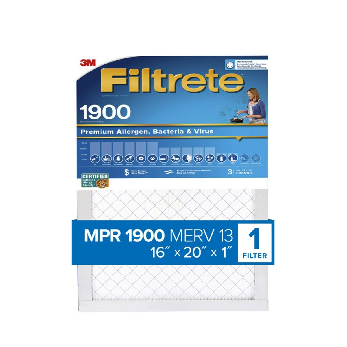 3M Filtrete 1900 Ultimate Allergen, Bacteria & Virus Air Filter - 16x20x1 - DiscountFilterStore.com