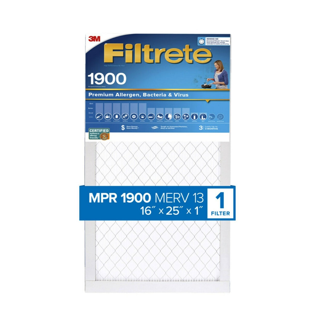 3M Filtrete 1900 Ultimate Allergen, Bacteria & Virus Air Filter - 16x25x1 - DiscountFilterStore.com