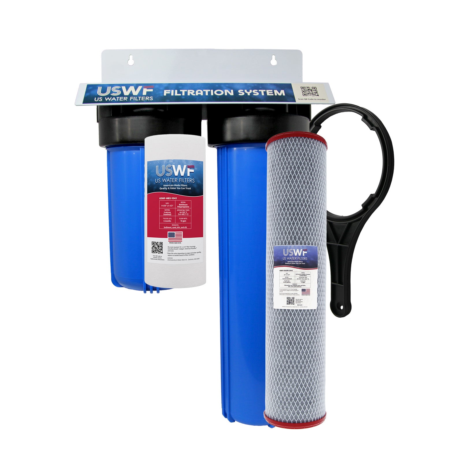 USWF Chloramine Reduction 2-Stage Whole House Water Filtration System, Sediment and Chloramine Reduction Carbon Block, 3/4" Inlet/Outlet - DiscountFilterStore.com
