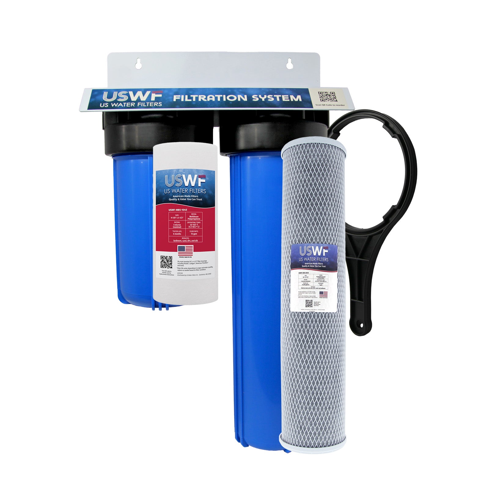 USWF CTO(Chlorine Taste and Odor) Reduction 2-Stage Whole House Water Filtration System, Sediment and CTO Reduction Carbon Block, 1" Inlet/Outlet - DiscountFilterStore.com