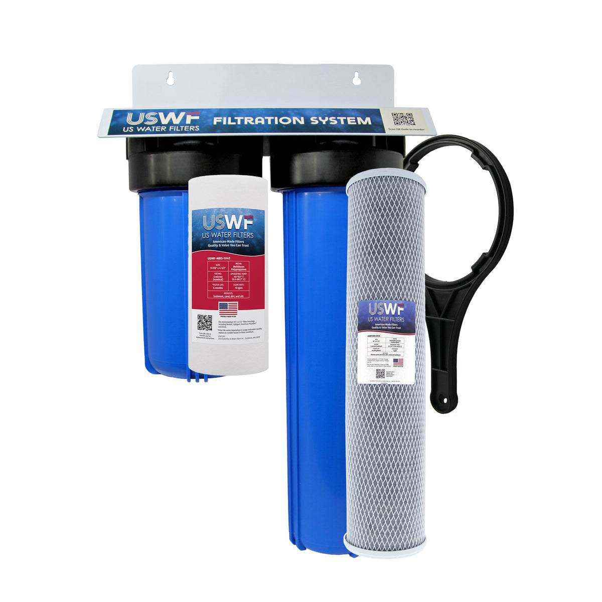 USWF CTO(Chlorine Taste and Odor) Reduction 2-Stage Whole House Water Filtration System, Sediment and CTO Reduction Carbon Block, 3/4" Inlet/Outlet - DiscountFilterStore.com