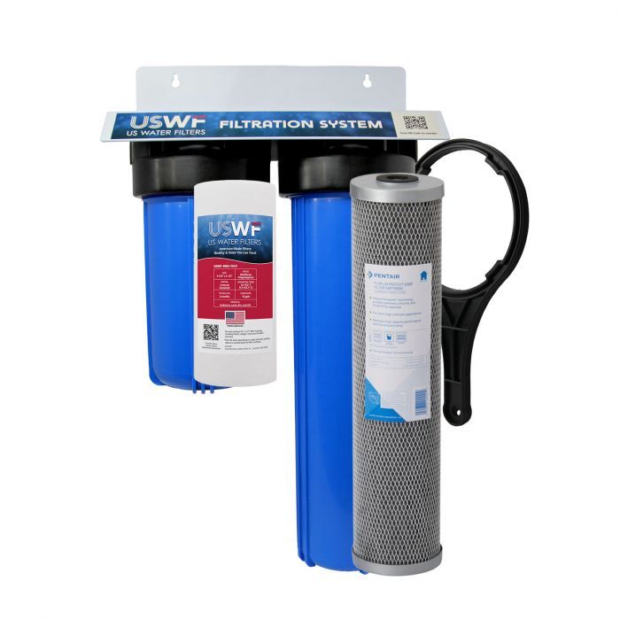USWF PFAS(Forever Chemicals) Reduction 2-Stage Whole House Water Filtration System, Sediment And PFAS Reduction Carbon Block, 3/4" Inlet/Outlet - DiscountFilterStore.com