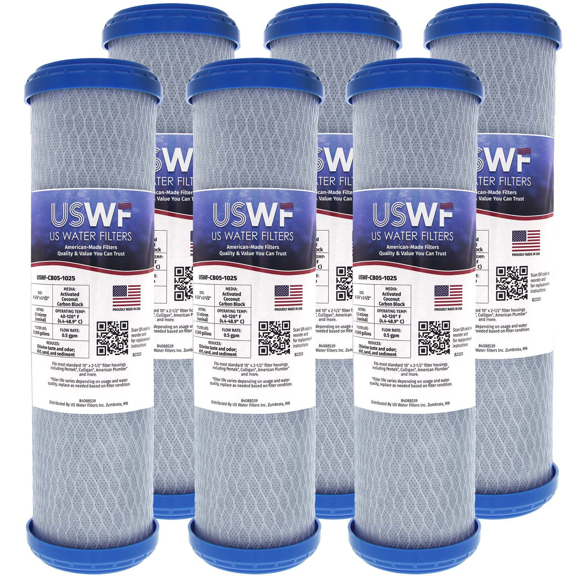 USWF Coconut Carbon Block Filter 0.5 Micron 10"x2.5" - DiscountFilterStore.com