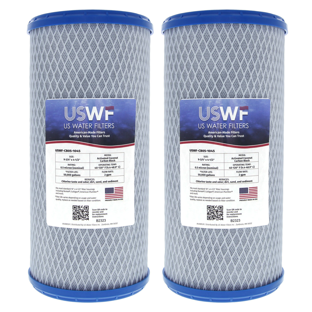 USWF Coconut Carbon Block Filter 0.5 Micron 10"x4.5" - DiscountFilterStore.com