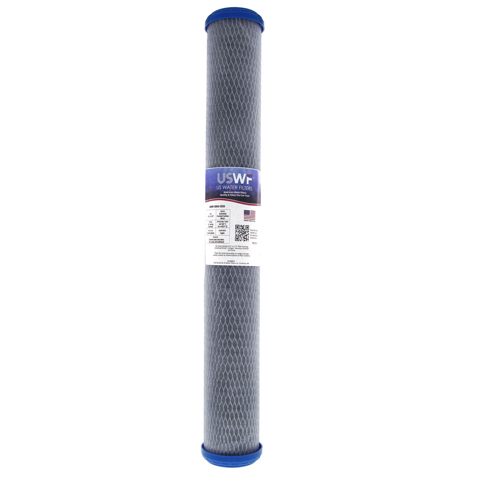 USWF Coconut Carbon Block Filter 0.5 Micron 20"x2.5" - DiscountFilterStore.com