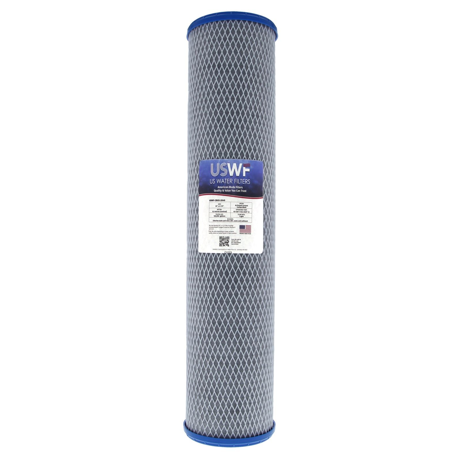 USWF Coconut Carbon Block Filter 0.5 Micron 20"x4.5" - DiscountFilterStore.com
