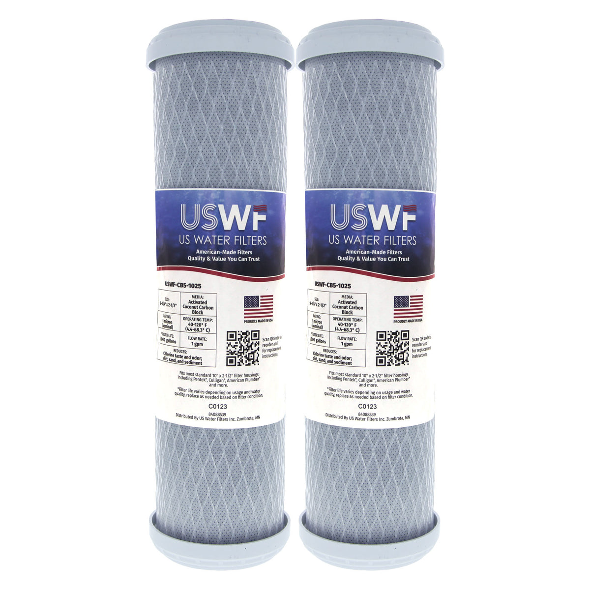 USWF Coconut Carbon Block Filter 5 Micron 10"x2.5" - DiscountFilterStore.com