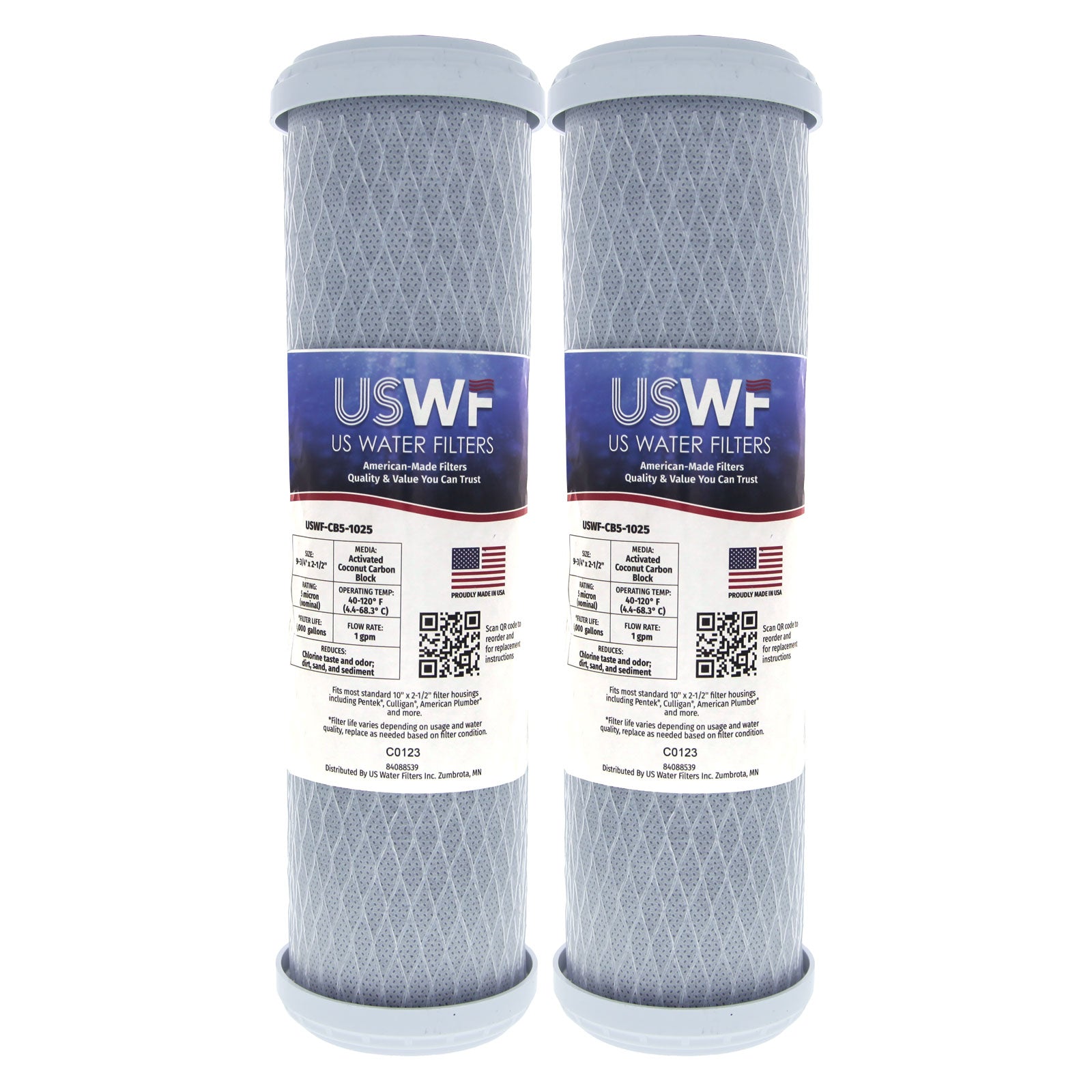 USWF Coconut Carbon Block Filter 5 Micron 10"x2.5" - DiscountFilterStore.com