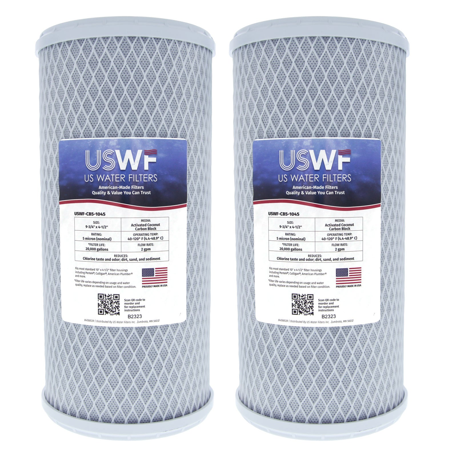 USWF Coconut Carbon Block Filter 5 Micron 10"x4.5" - DiscountFilterStore.com