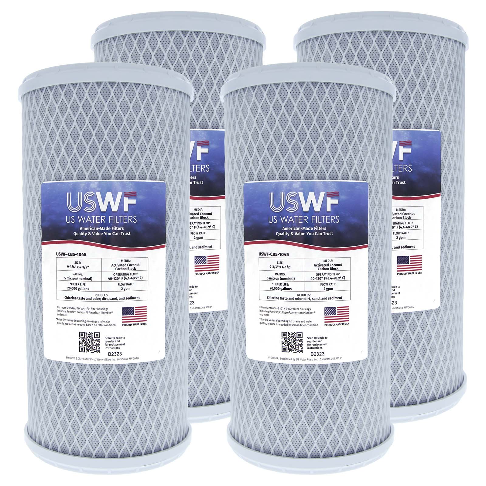 USWF Coconut Carbon Block Filter 5 Micron 10"x4.5" - DiscountFilterStore.com