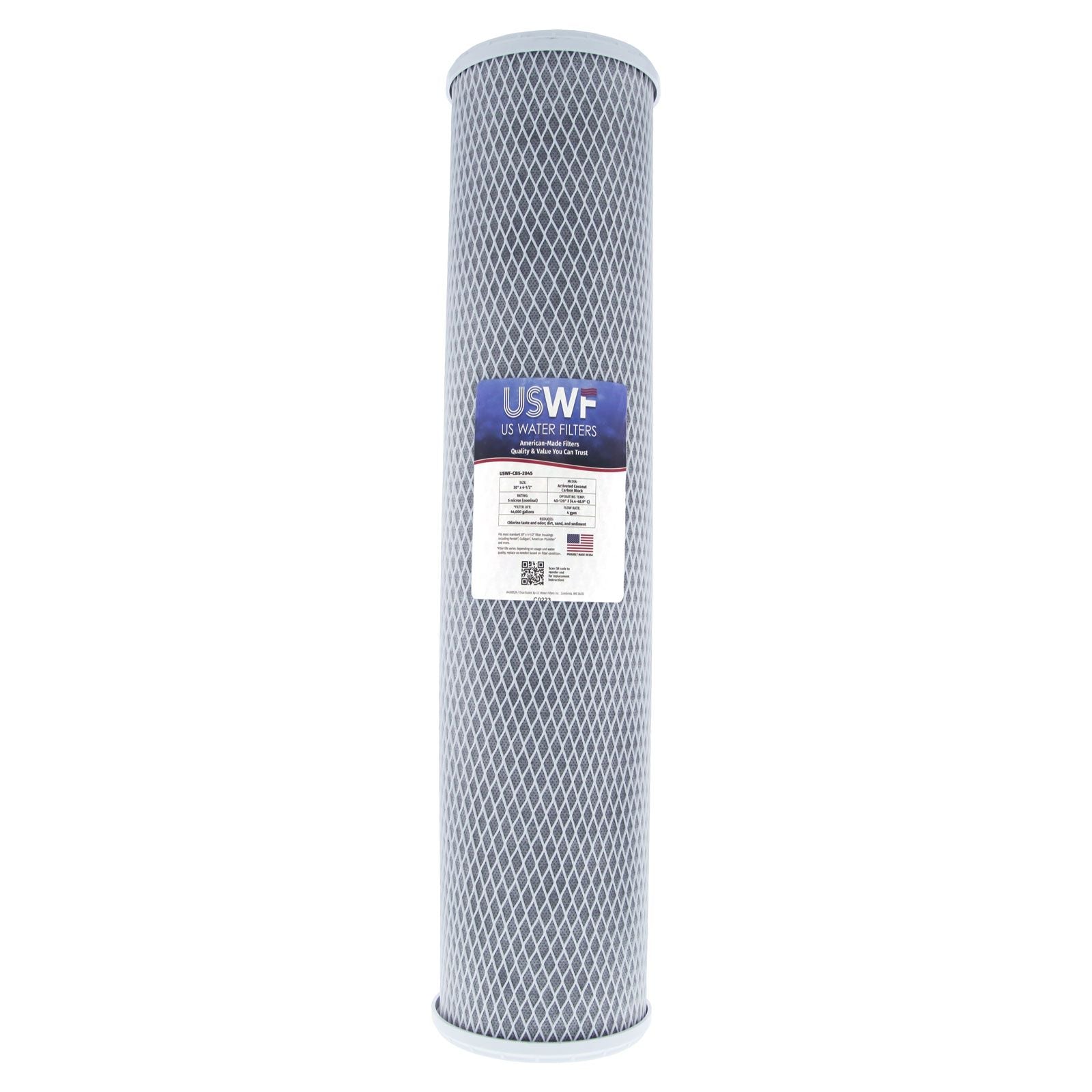 USWF Coconut Carbon Block Filter 5 Micron 20"x4.5" - DiscountFilterStore.com
